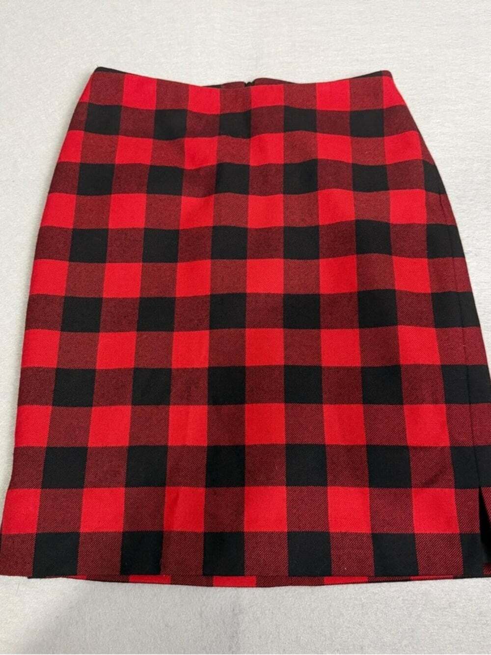 Vintage Women’s Ralph Lauren Plaid Wool Pencil Skirt Sz 2 Red Black